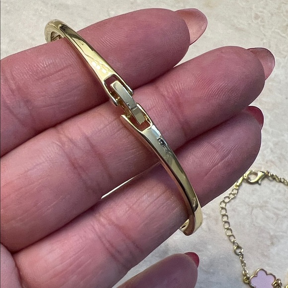 Gold and Pink Flower Bracelet Set - Picture 6 of 9